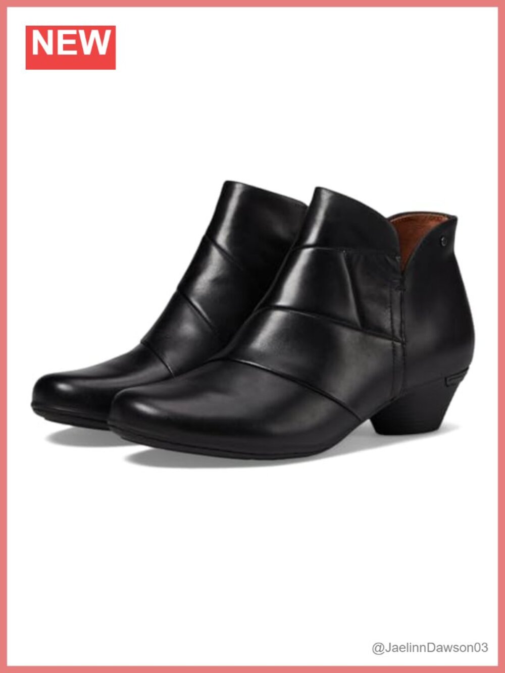 Leather Ankle Bootie with Block Heel - Pull On Casual Boots